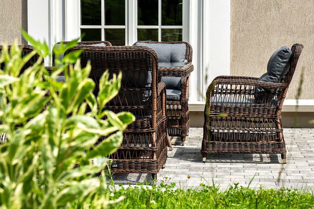 "Цесена" обеденная группа плетеная из искусственного ротанга, цвет коричневый