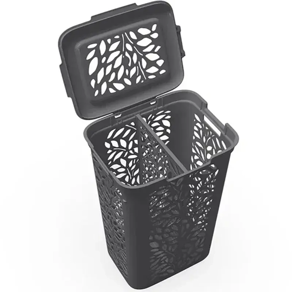 Корзина для белья с разделителем Leaves 60л 440х635мм (серый) (комплект 4 шт)