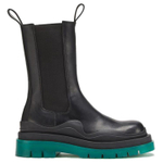 Bottega Veneta Tire Chelsea Top Grain Cow Leather Chelsea Boots Men"s Black Green