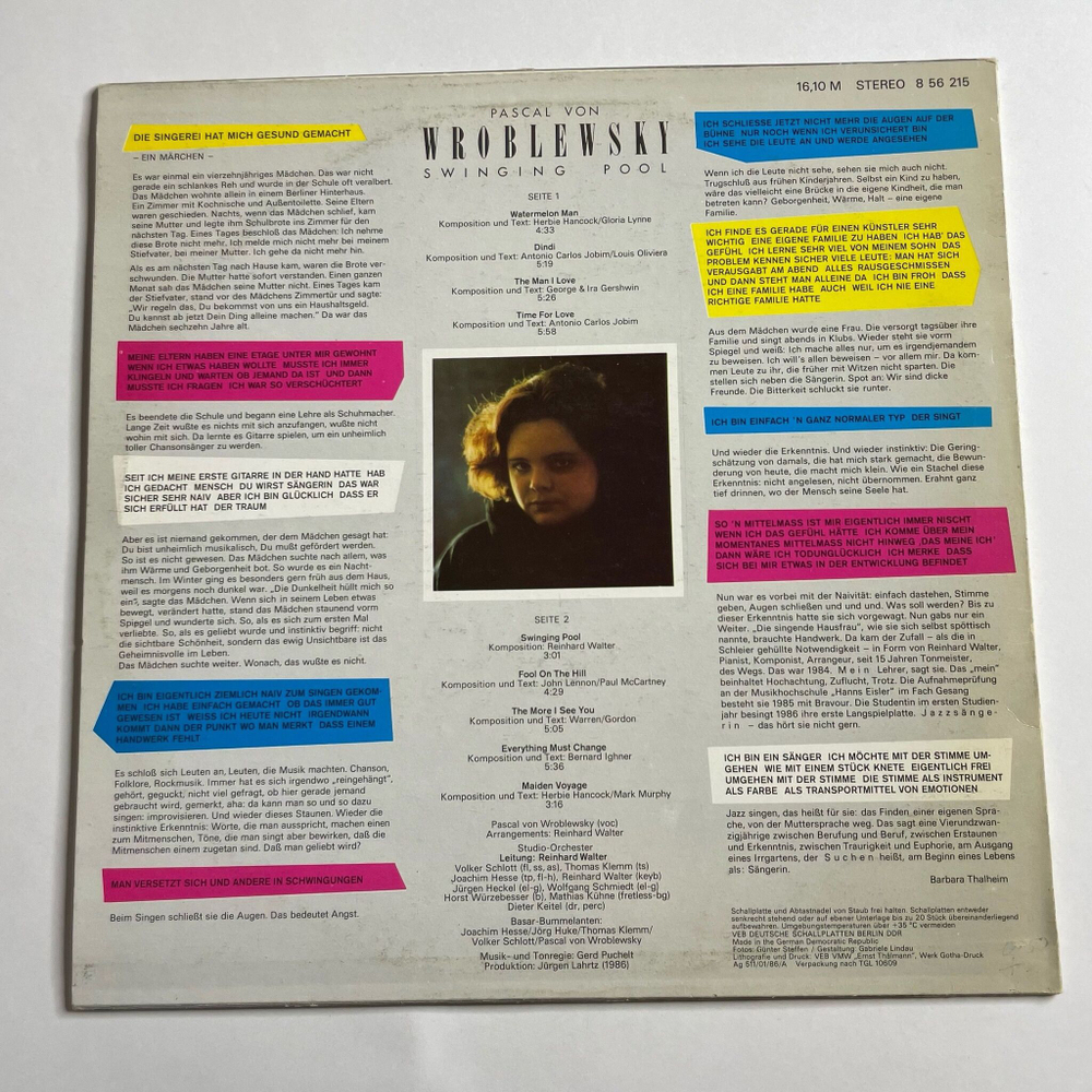 Винтажная виниловая пластинка LP Pascal von Wroblewsky Swinging Pool (ГДР 1987)