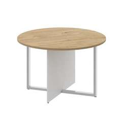 Shift Стол переговорный, круглый SK.SP-KR-120 Тиквуд Светлый/Белый Бриллиант 1200*1200*753