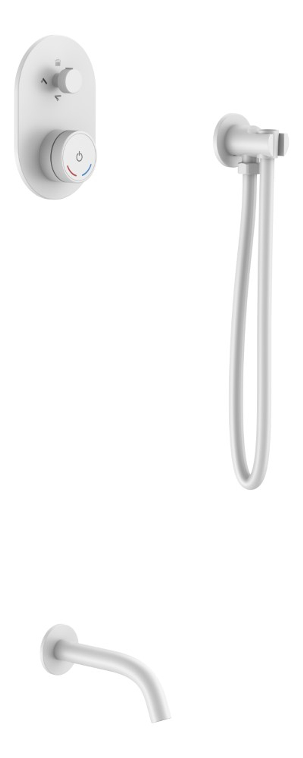 Смеситель встроенный + излив + держатель лейки + шланг TECH Mat White