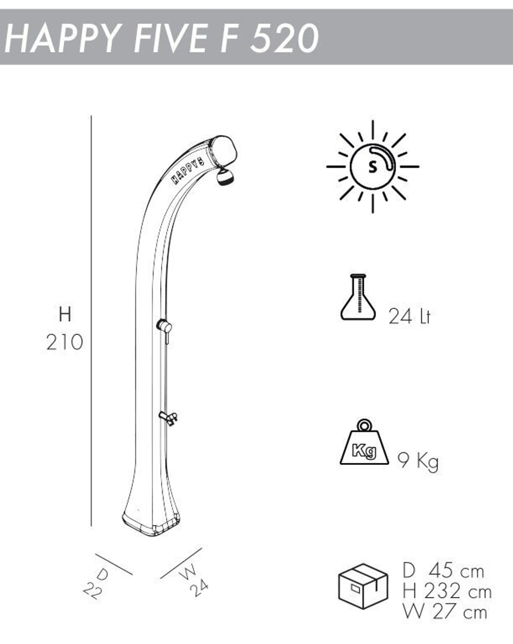 Душ солнечный Arkema Happy Five F 520, антрацит