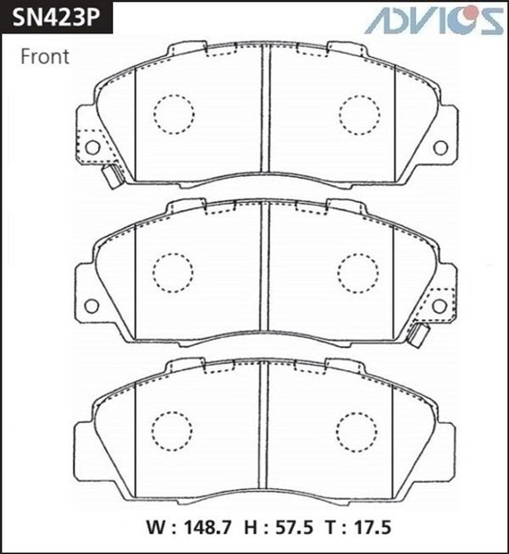 Дисковые тормозные колодки ADVICS передние SN423P