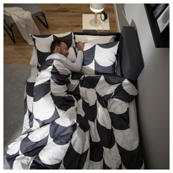 IKEA BRUKSVARA  (ИКЕА БРУКСВАРА)  -  Пододеяльник и 2 наволочки, антрацит/белый, 200x200/50x60 см
