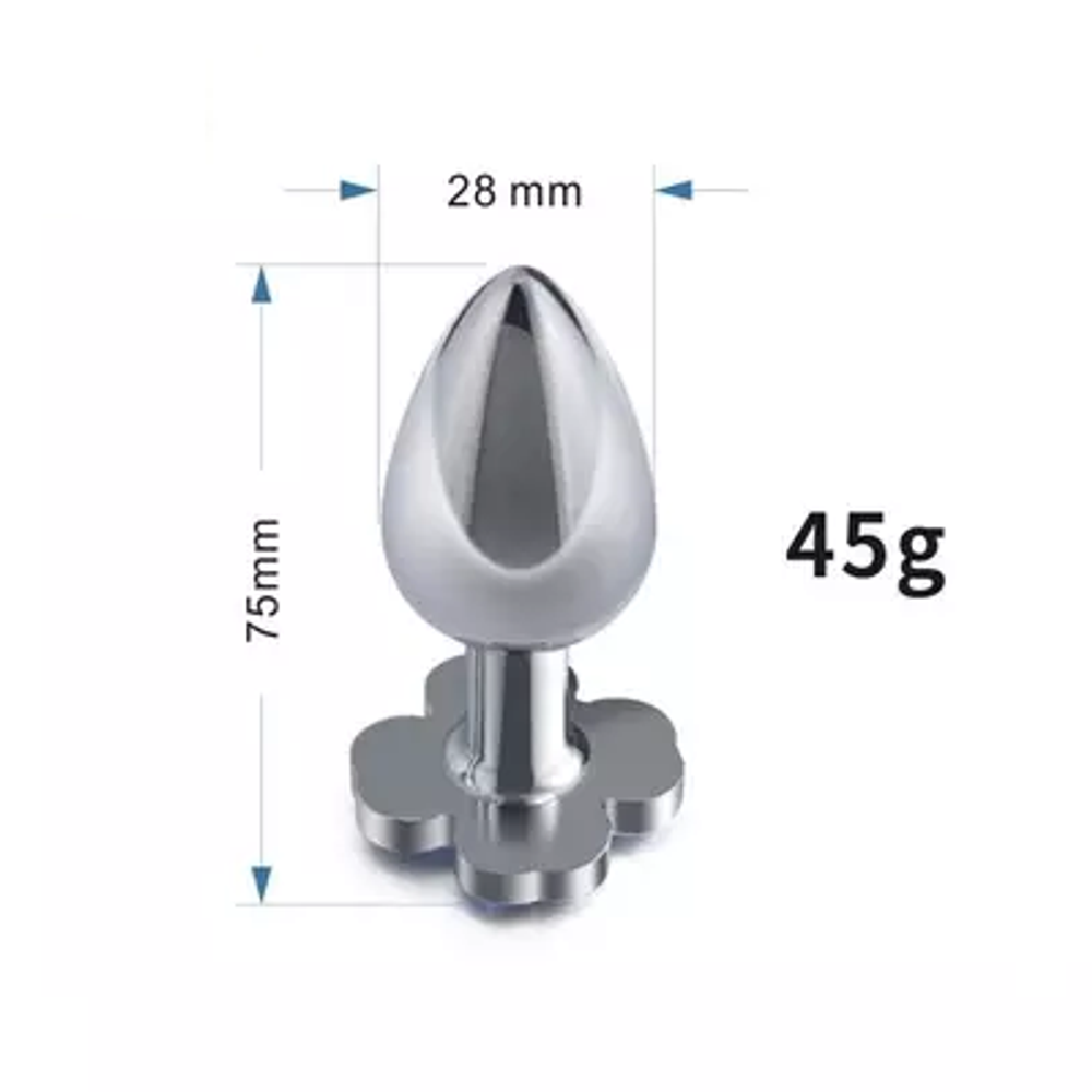 Пробка анальная металл 7,5х2,8см с сердечком зеленый страз 47439-6MM