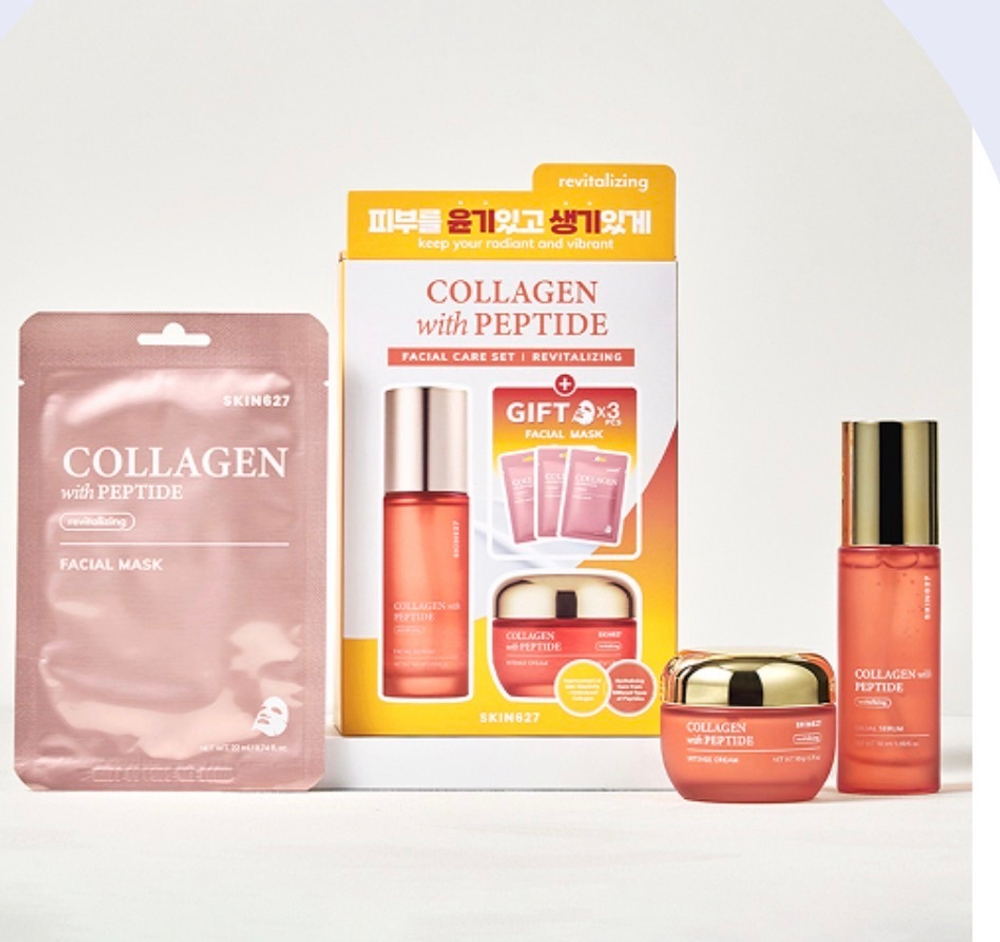 Набор для лица c коллагеном и пептидами Skin627 Collagen with Peptide Facial Care Set (50/50/3*22 мл)