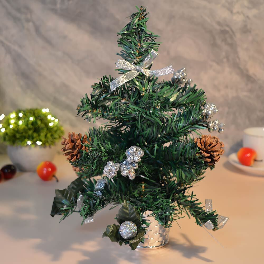 Елка настольная 30см с серебристыми украшениями, SYCB17-121