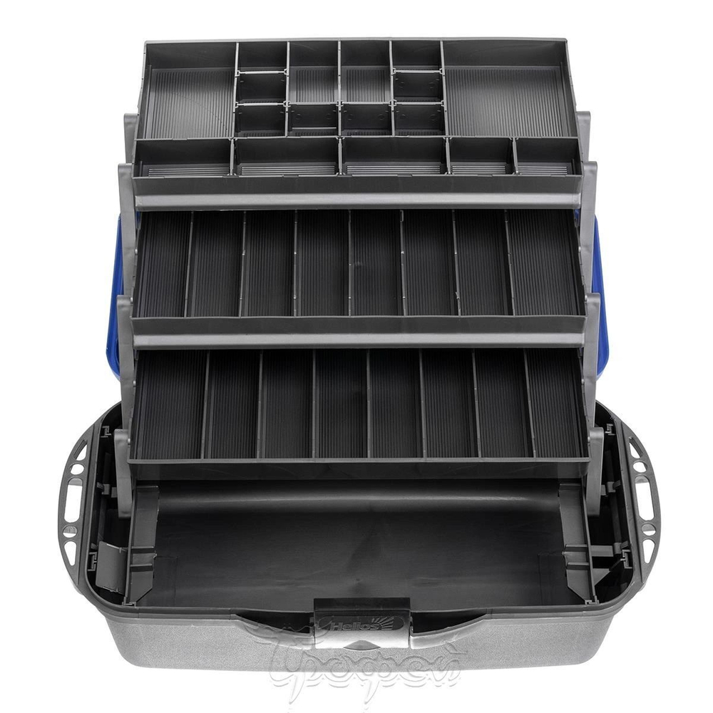 Ящик рыболовный для хранения снастей трехполочный синий