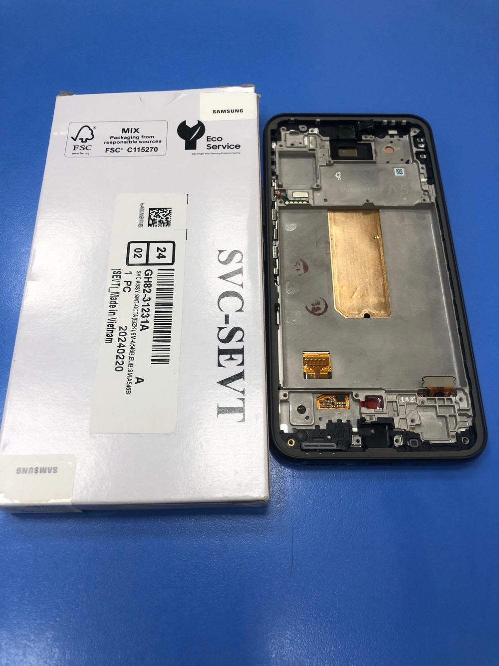 Самсунг А546 Galaxy A54  Дисплей в сборе с тачскрином и рамкой чёрный Оригинал