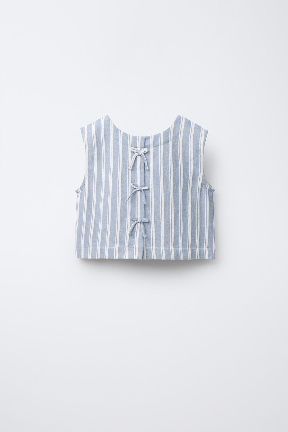 ZARA ФУТБОЛКА С ПОЛОСАМИ И БАНТАМИ, СИНИЙ