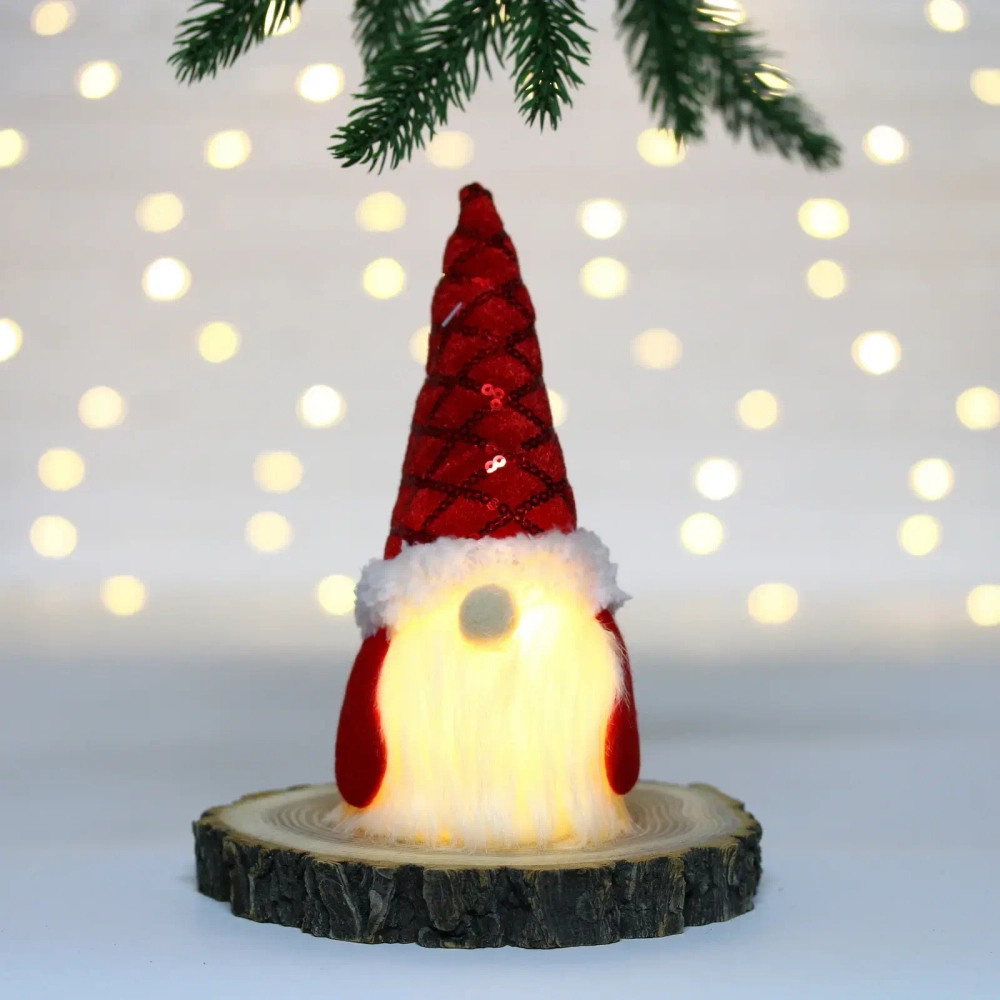 Сувенир новогодний «Новогодний лесовичок» 7*15*5 см, Красный (с подсветкой)