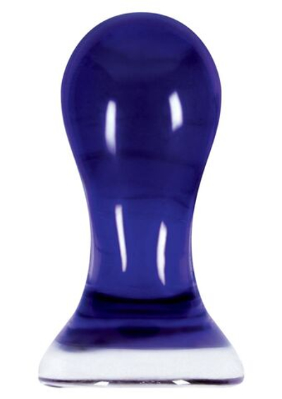 Cиний стеклянный анальный стимулятор Crystal Pops Large - 10,1 см. (Цвет: синий)