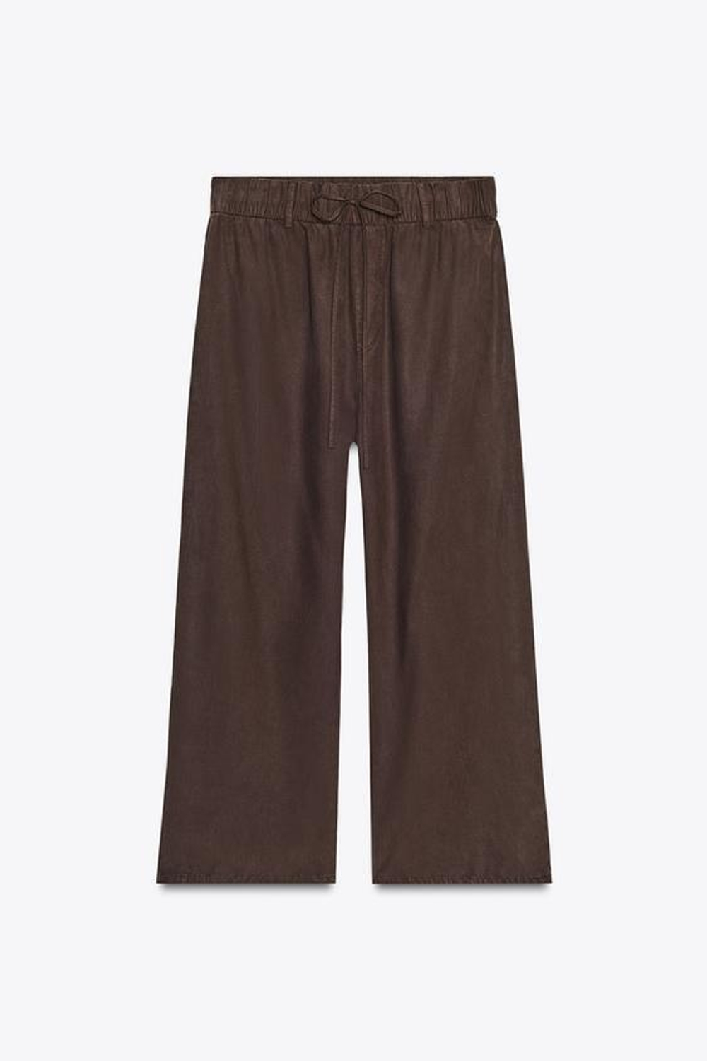 ZARA УКОРОЧЕННЫЕ БРЮКИ ИЗ СТРУЯЩЕЙСЯ ТКАНИ, КОРИЧНЕВЫЙ