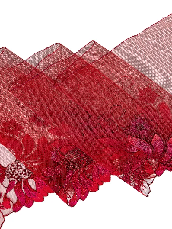 05-155 Вышивка на неэл. сетке 22 см, темно-красный/бордовый/люрекс (правая)