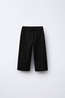 ZARA ПРЯМЫЕ ТРИКОТАЖНЫЕ БРЮКИ С СЕРДЦЕМ, ЧЕРНЫЙ