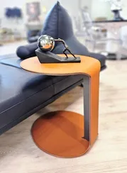 Журнальный столик 4500, металл, коричневая экокожа