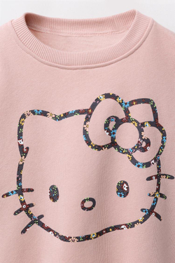 ZARA КОМПЛЕКТ ТОЛСТОВКА И ЛЕГГИНСЫ С ЦВЕТАМИ HELLO KITTY © SANRIO, ЦВЕТ РОЗОВОГО МЕЛА