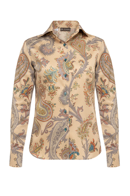 Рубашка женская бежевая с узором пейсли «Восточные цветы»