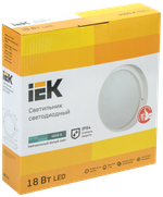 Светильник светодиодный ДПО 4004 18Вт IP54 4000K круг белый пластик IEK