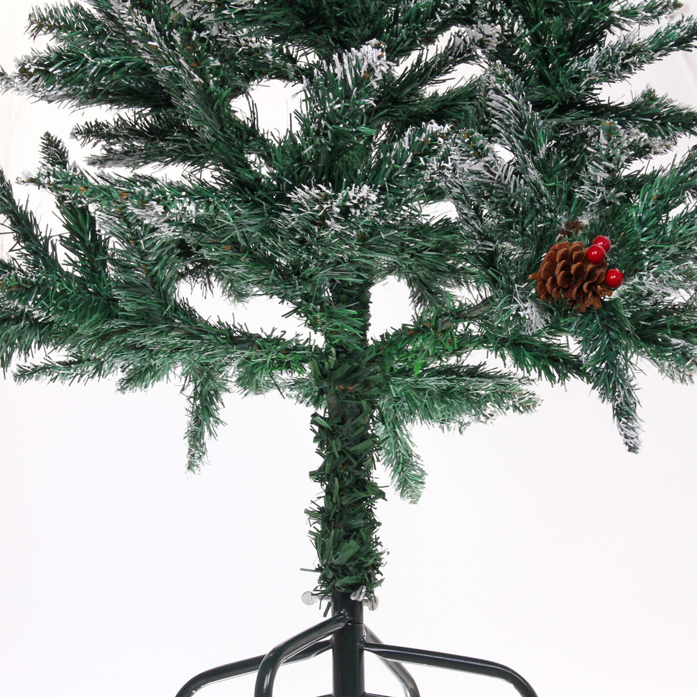 Ёлка «Морозное утро» 120 см, ПВХ с шишками, ягодами и белым инеем (230 веток)