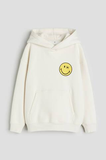 H&M Толстовка с капюшоном и принтом, белый