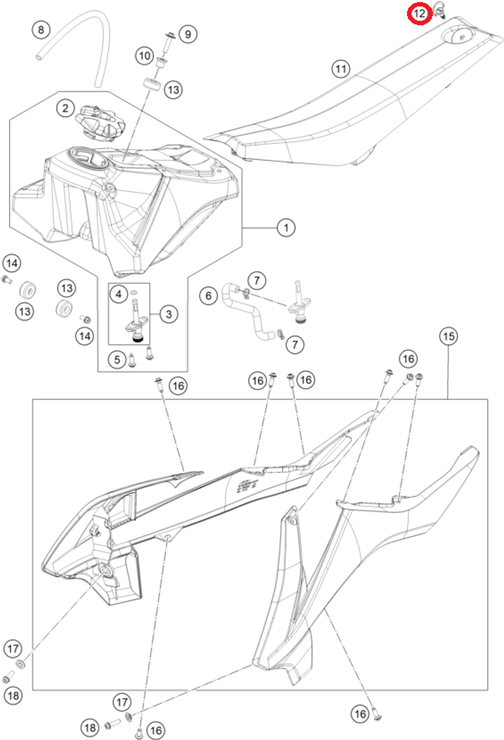 Фиксатор сидения KTM, HQV, GASGAS MC-50/65