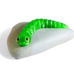 Гибкая игрушка-антистресс, змея с глазами, 3D печать, 13 см., зеленая