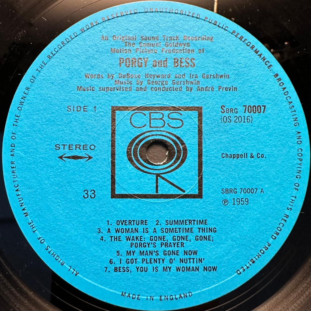 George Gershwin - The Samuel Goldwyn Motion Picture Production Of Porgy And Bess (Англия)