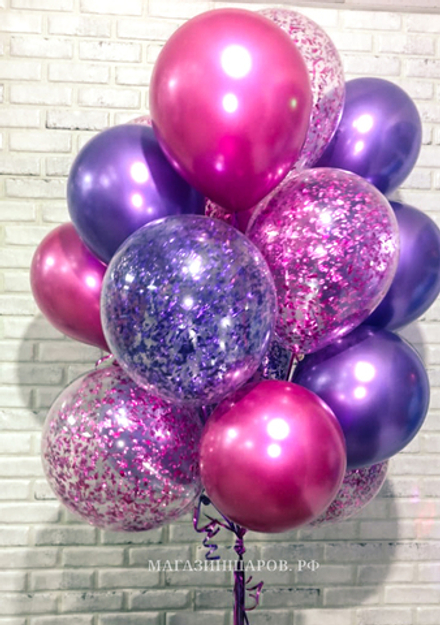 Набор шаров Пурпурный с конфетти