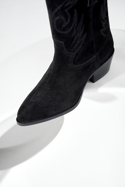 Казаки миди из натуральной замши BELLE / черный