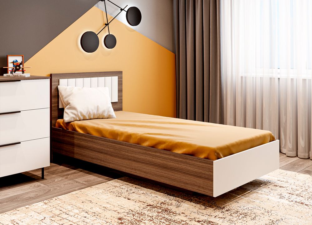 МС Роза Кровать 900 Орех Франклин/Пудра скин