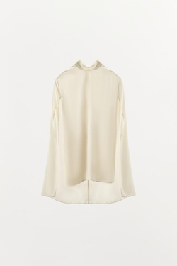 ZARA РУБАШКА-КЕЙП С РАЗРЕЗАМИ ZW COLLECTION, ЭКРЮ