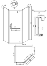 Душевое ограждение Grossman Pragma 302.K33.03.9090.42.00 (90х90х195) трапеция,распашная,графит сатин,стекло прозрачное, 1 место