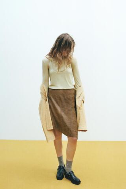 ZARA ТРИКОТАЖНЫЙ ТОП-ТРАНСФОРМЕР, ЖЕЛТЫЙ