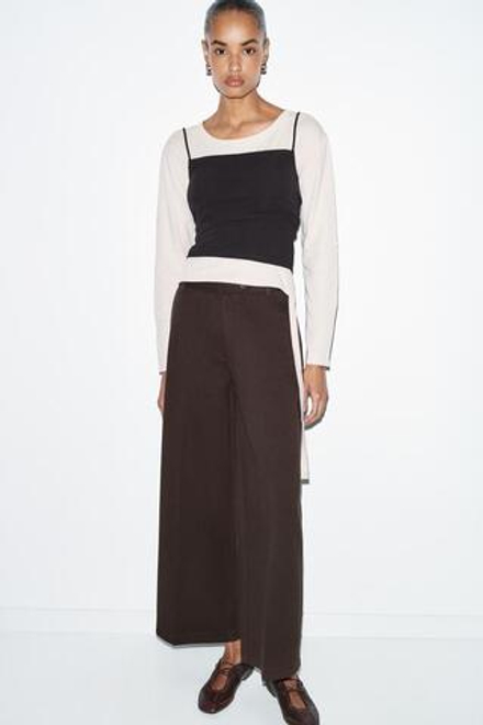 ZARA БРЮКИ ИЗ ИНТЕРЛОКА, ШОКОЛАДНЫЙ