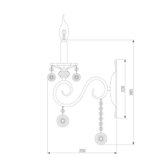 10104/1 / настенный светильник / античная бронза/прозрачный хрусталь Strotskis