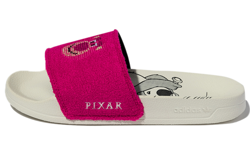 Pixar x adidas originals ADILETTE LITE Pixar strawberry Bear co-branded outer wear one-piece cartoon rubber-soled non-slip one-word slippers for men and women with the same rose red