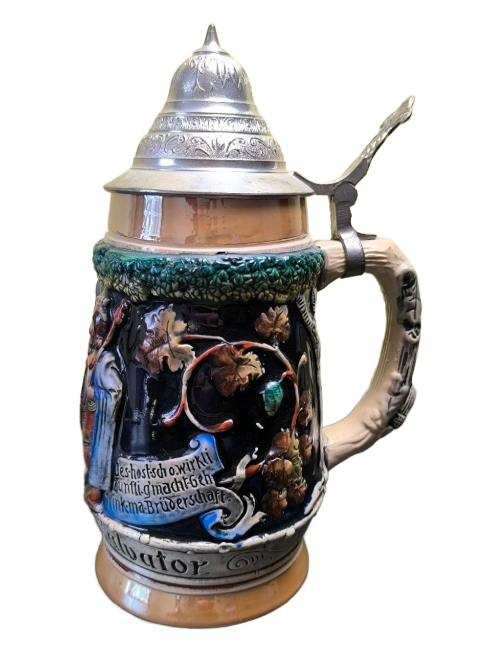 Кружка пивная (керамика с оловянной крышкой) Германия