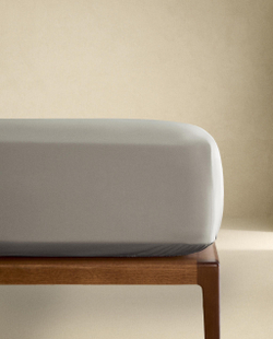 Zara Home - Простыня с ситцевой резинкой, высота 30 см (вес 300 нитей), серый, 90х200х30 см