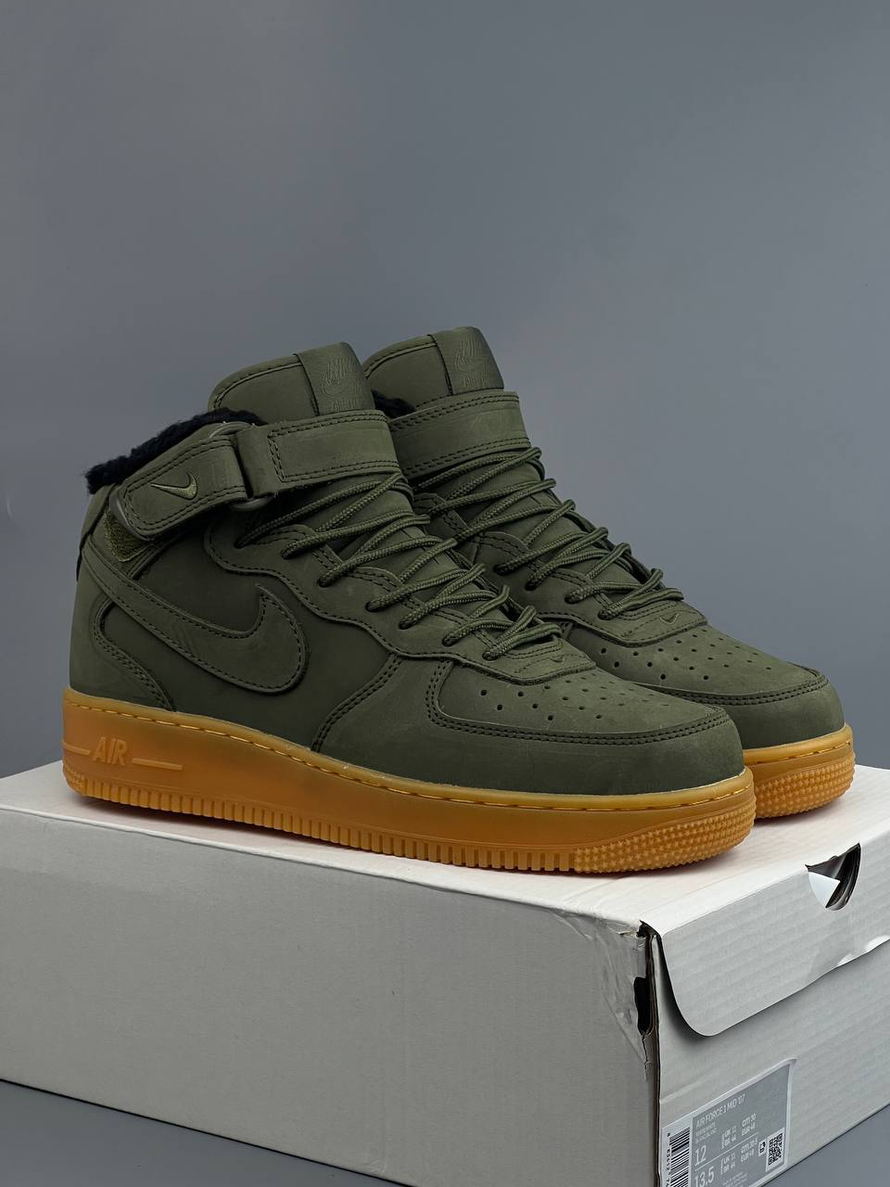 Кроссовки Nike AirForce 1 на меху #390 (хаки)