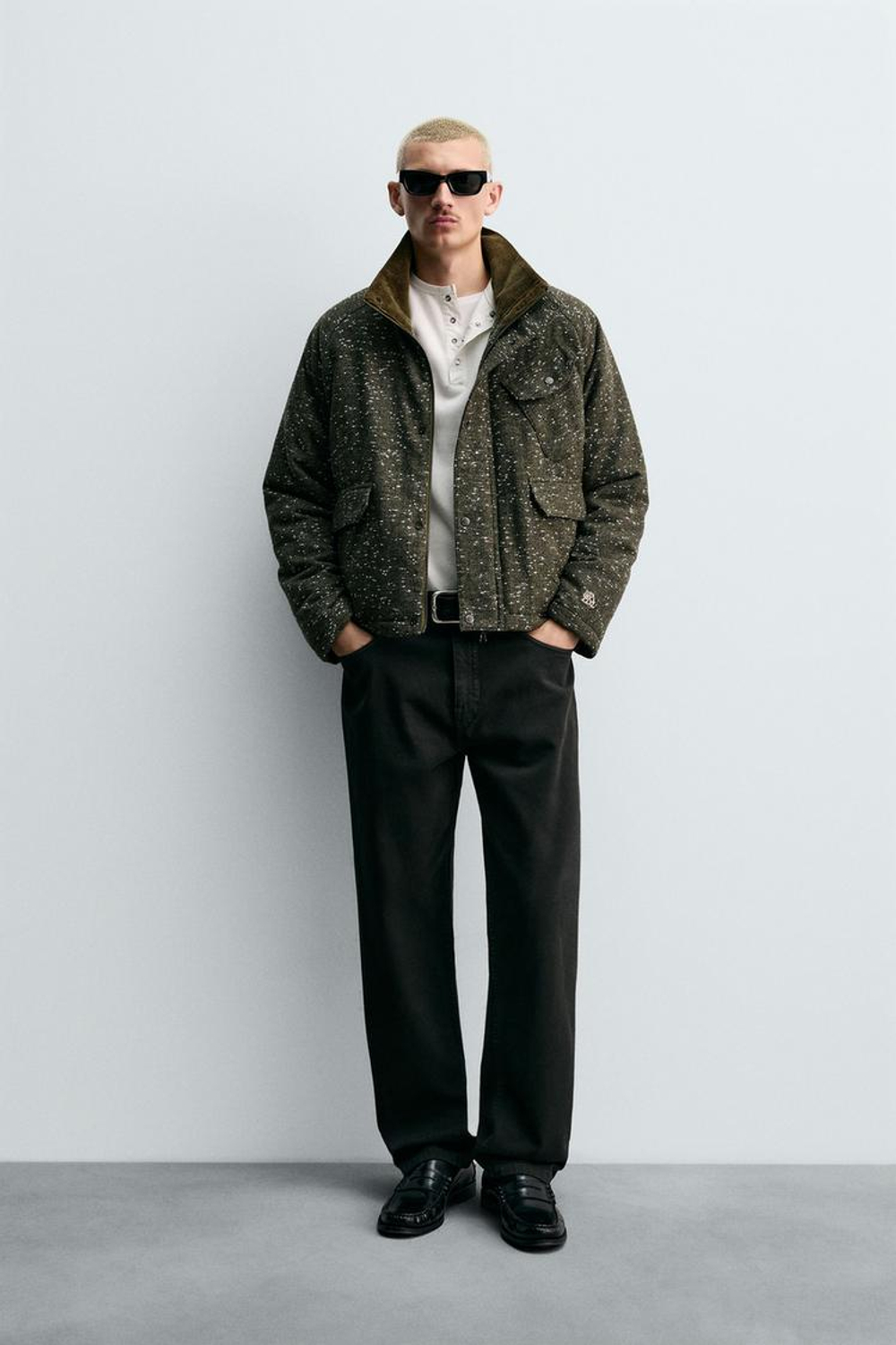 ZARA КУРТКА ИЗ ТКАНИ В ЕЛОЧКУ С РЕЛЬЕФНЫМ УЗОРОМ, ТЕМНЫЙ РЫЖЕВАТО-КОРИЧНЕВЫЙ