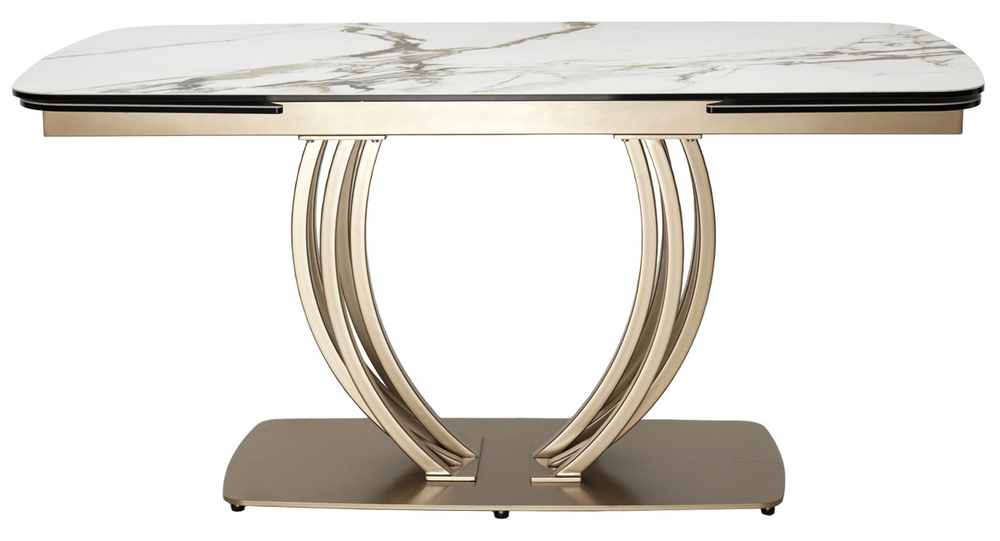 Стол М-City DISAUR Матера (Matera) 160 Kl-188 Контрастный мрамор матовый, Итальянская керамика, Шампань