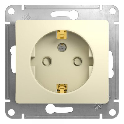 Schneider Electric Glossa Бежевый Розетка с заземляющими контактами со шторками механизм IP20 скрытая установка GSL000245