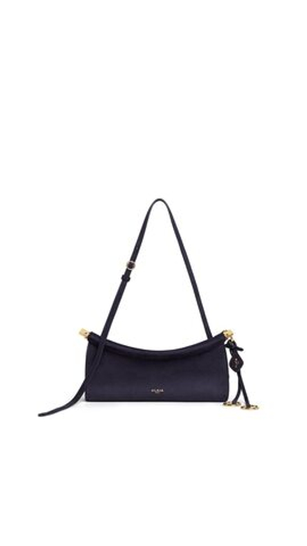 ALAÏA МАЛЕНЬКАЯ СУМКА LE CLICK EAST WEST ИЗ ЗАМШИ, БАКЛАЖАННЫЙ