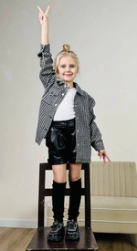 Рубашка с принтом "Гусиная лапка" черно-белого цвета