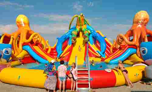 Надувной наземный аквапарк «Логово осьминогов PRO» с бассейном, 18*16*8,7 м