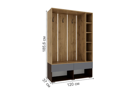 Прихожая Woodville Роут венге, графит софт  1