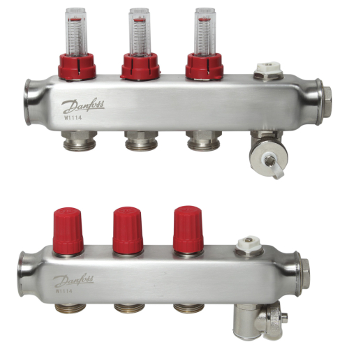 Коллекторная группа со встроенными расходом. 3 выхода 1" ЕК 3/4" SSM-3F(088U0753)(Danfoss) нерж. ст.