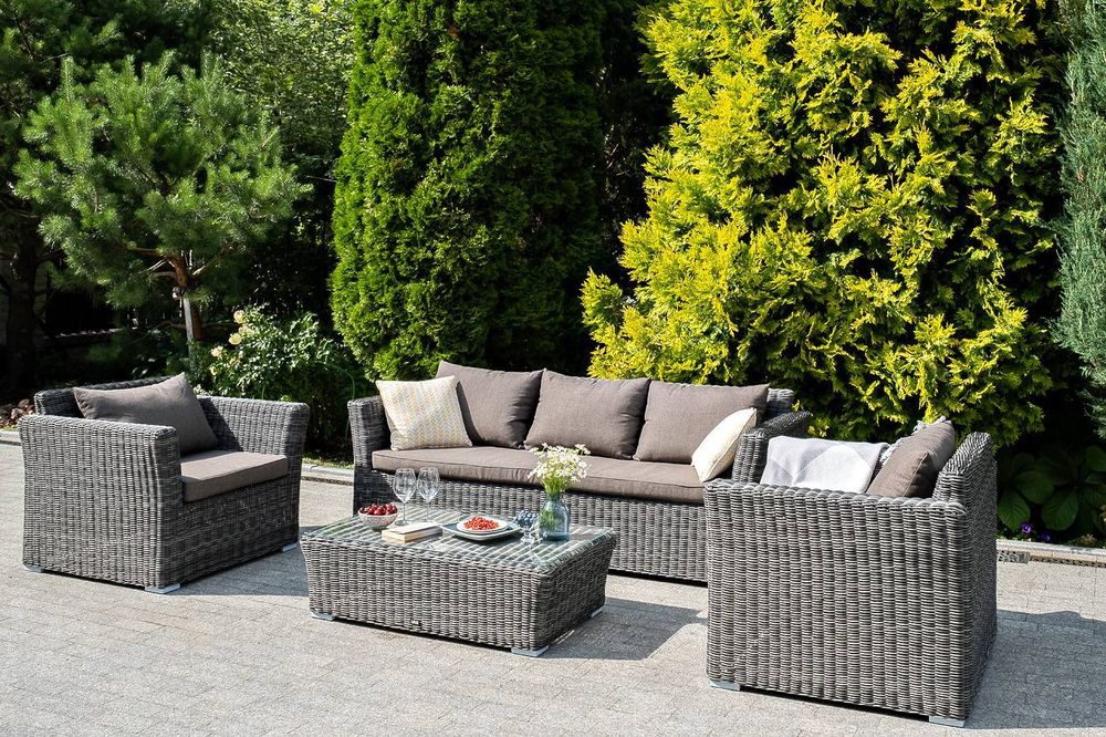 "Капучино" лаунж-зона из искусственного ротанга, цвет графит